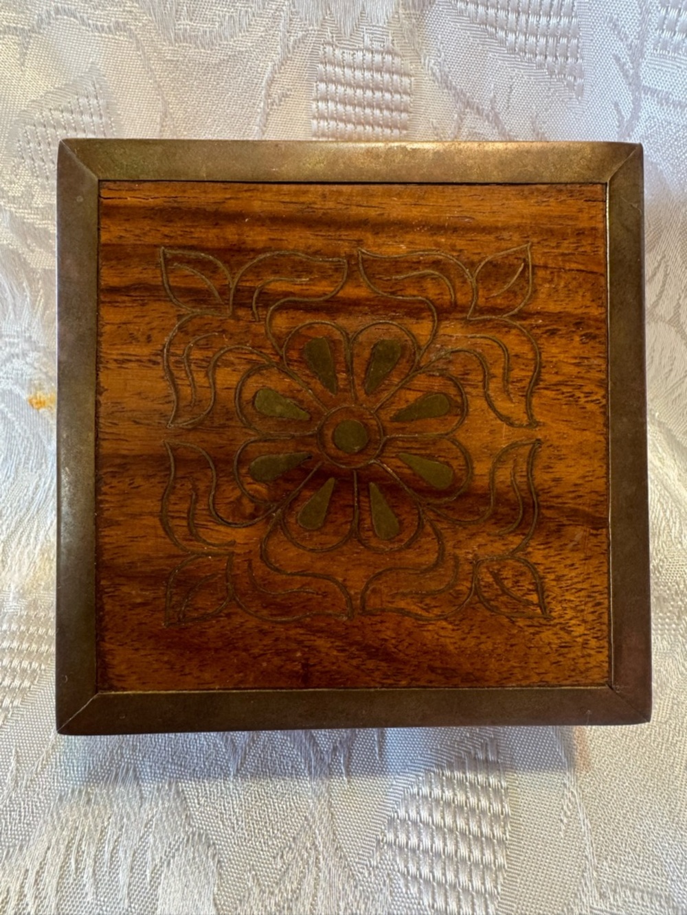 Vintage Wooden Jewelry Trinket Keepsake Box